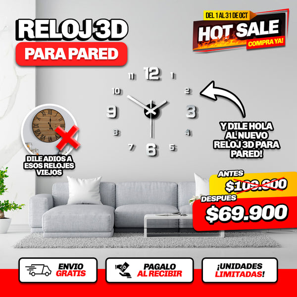 Reloj 3D de pared